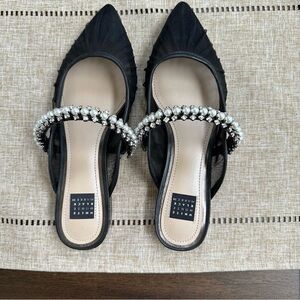 White House Black Market Black and Silver Mules
